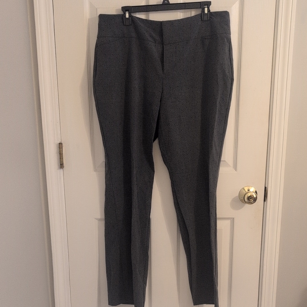 Elle Gray Polka-Dot Waistband Dress Pants